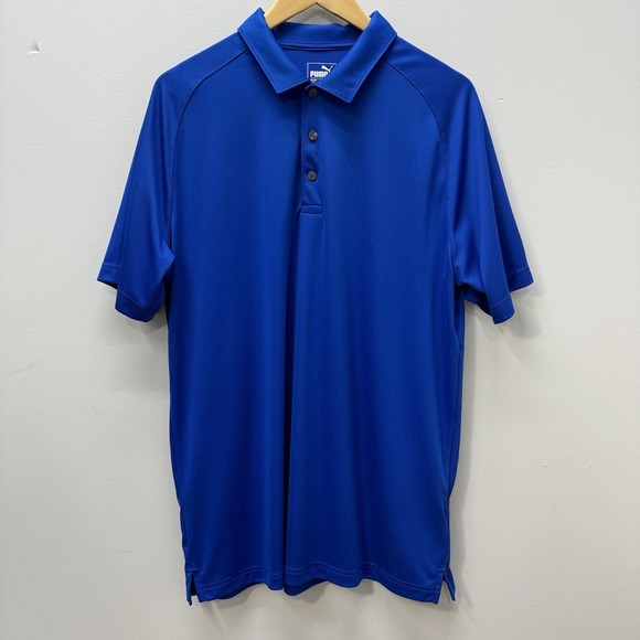 Puma Polo Shirt Men's Size L Blue Short Sleeve Performance Stretch DRYCELL Golf - Picture 1 of 10